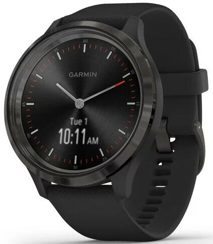 Smartwatch GARMIN Vivomove 3 44 mm Niebieskoszara ramka ze stali nierdzewnej z czarną kopertą i silikonowym paskiem 010-02239-21