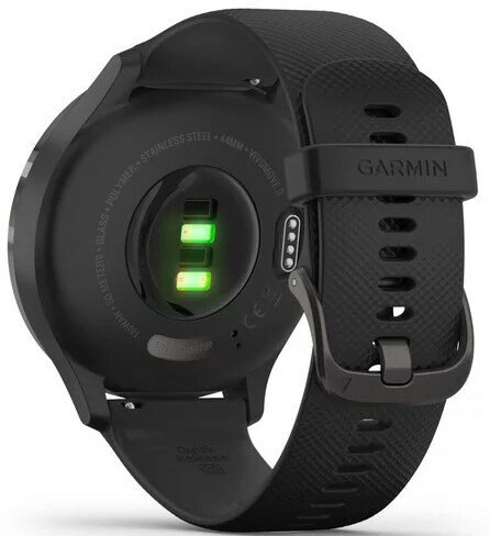 Smartwatch GARMIN Vivomove 3 44 mm Niebieskoszara ramka ze stali nierdzewnej z czarną kopertą i silikonowym paskiem 010-02239-21