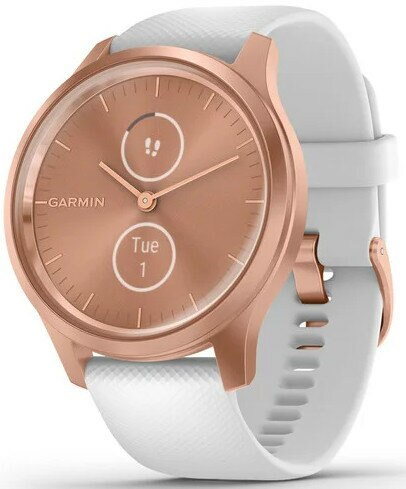 Smartwatch GARMIN Vívomove Style 42 mm Różowozłota aluminiowa koperta z białym silikonowym paskiem 010-02240-20