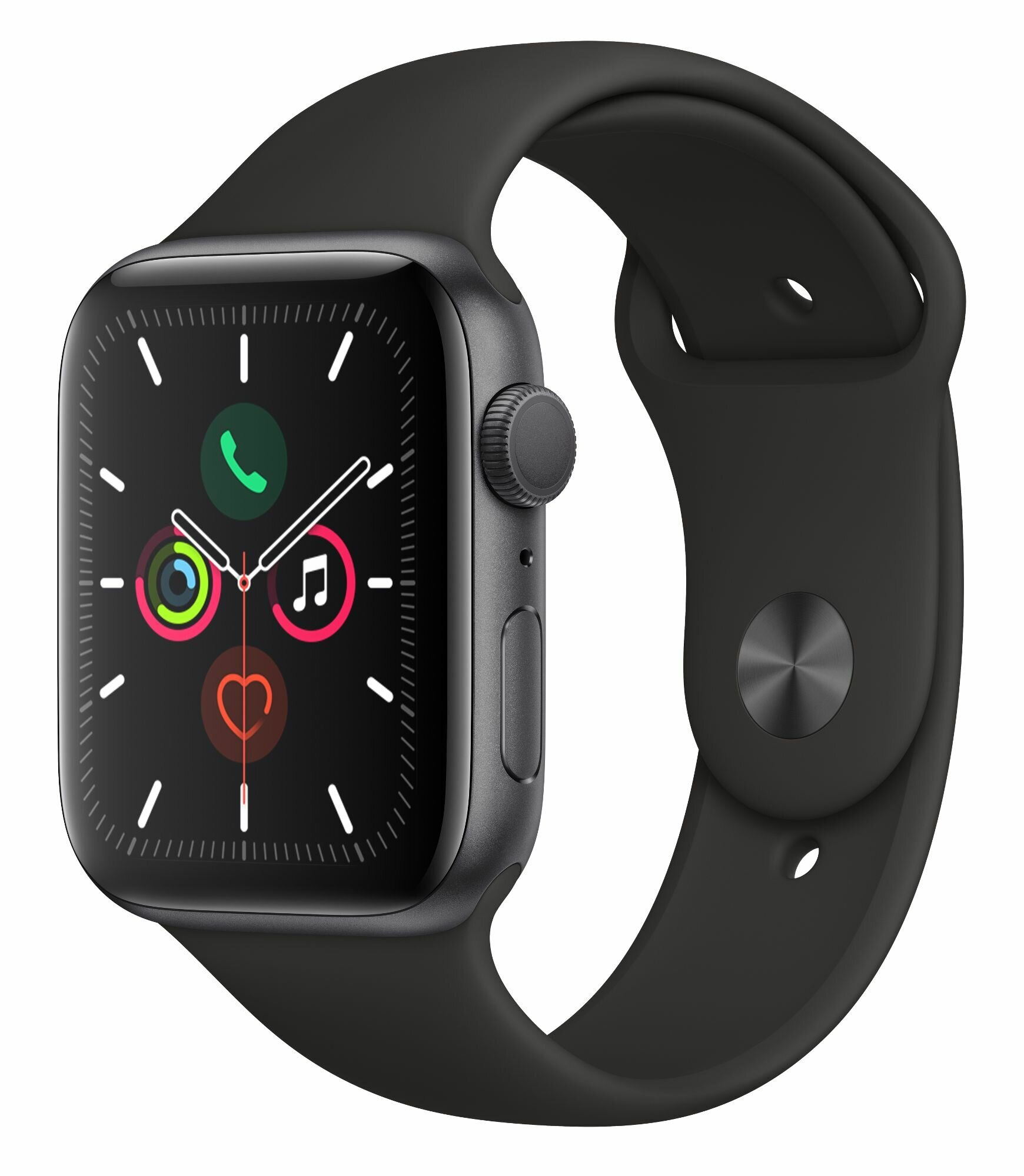 SmartWatch APPLE Watch Series 5 GPS Koperta 44 mm z aluminium w kolorze gwiezdnej szarości z paskiem sportowym w kolorze czarnym MWVF2WB/A