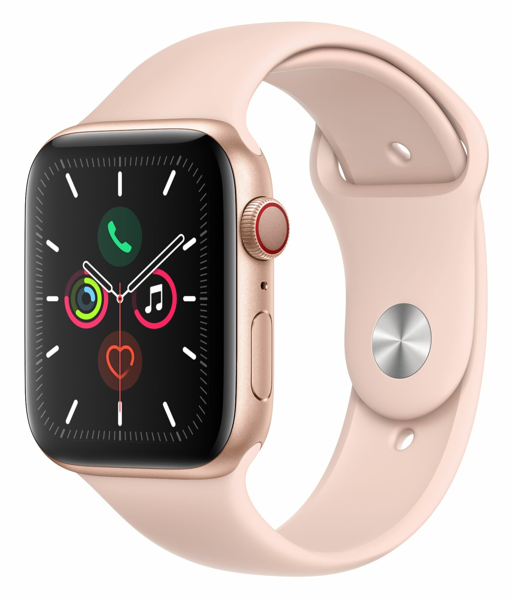 SmartWatch APPLE Watch Series 5 GPS+Cellular Koperta 44 mm z aluminium w kolorze złotym z paskiem sportowym w kolorze piaskowego różu MWWD2WB/A