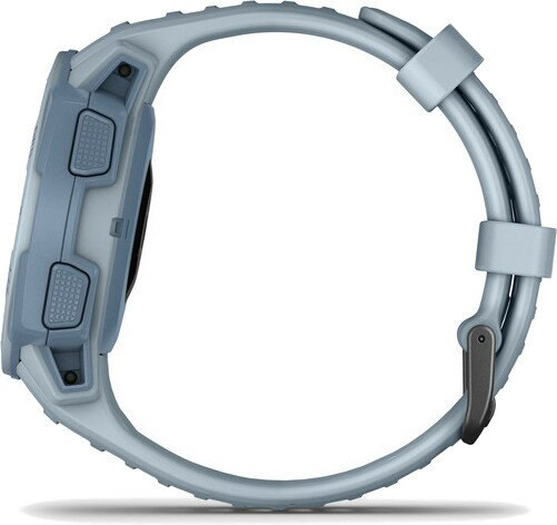 Czarny tracker fitness z ekranem wyświetlającym czas i ikony.