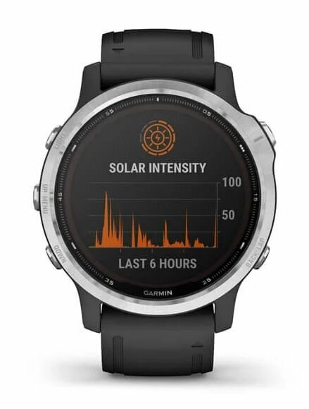 Zegarek sportowy z GPS GARMIN Fenix 6S Solar 42mm Srebrny z czarnym paskiem 010-02409-00