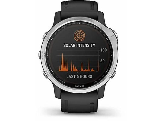 Zegarek sportowy z GPS GARMIN Fenix 6S Solar 42mm Srebrny z czarnym paskiem 010-02409-00