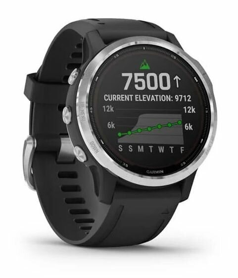 Zegarek sportowy z GPS GARMIN Fenix 6S Solar 42mm Srebrny z czarnym paskiem 010-02409-00