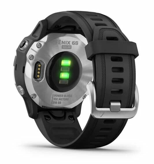 Zegarek sportowy z GPS GARMIN Fenix 6S Solar 42mm Srebrny z czarnym paskiem 010-02409-00