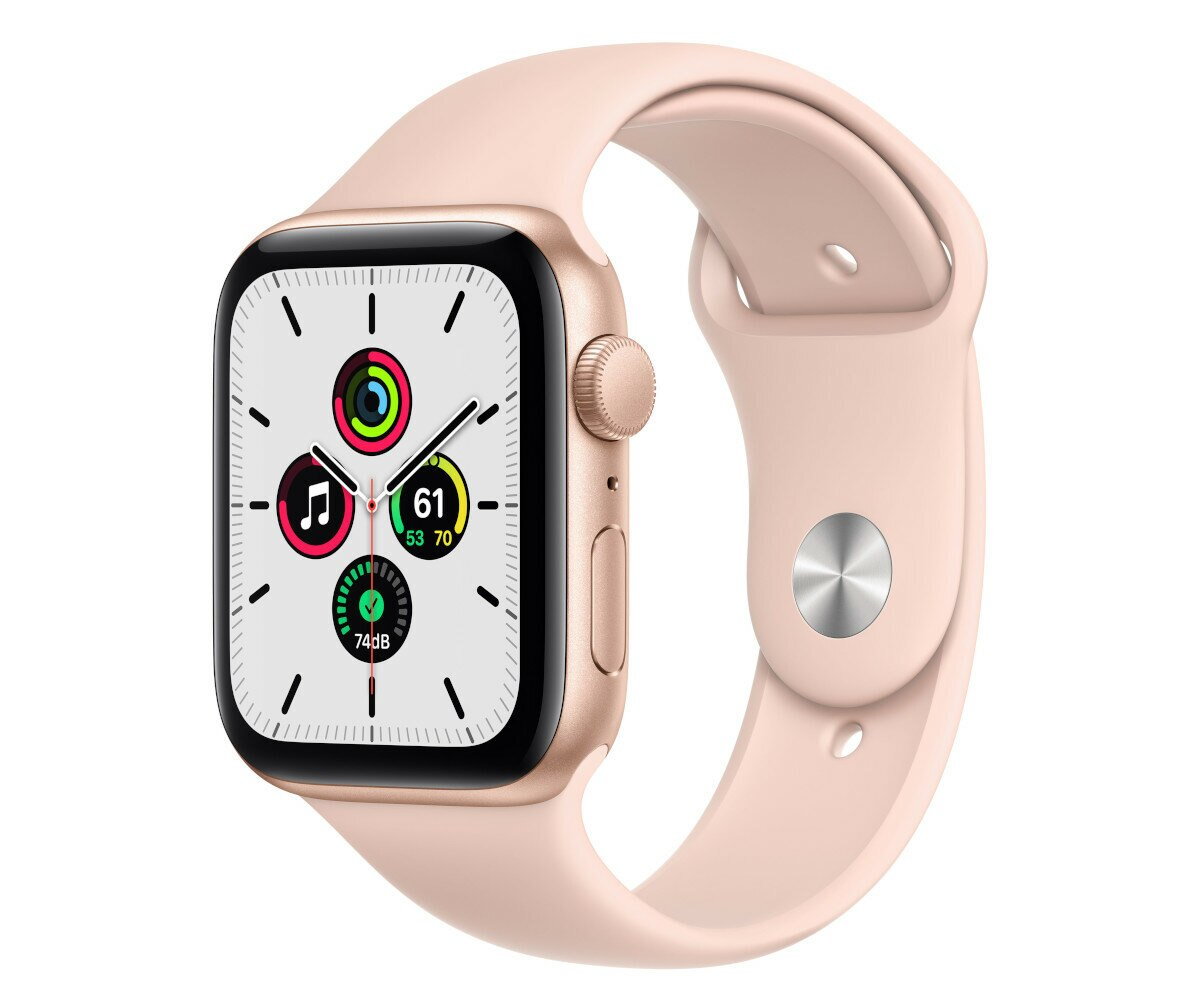 SmartWatch APPLE Watch SE GPS Koperta 44 mm z aluminium w kolorze złotym z paskiem sportowym w kolorze piaskowego różu MYDR2WB/A
