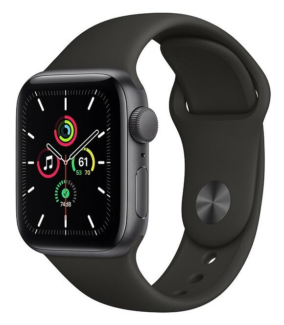SmartWatch APPLE Watch SE GPS Koperta 44 mm z aluminium w kolorze gwiezdnej szarości z paskiem sportowym w kolorze czarnym MYDT2WB/A
