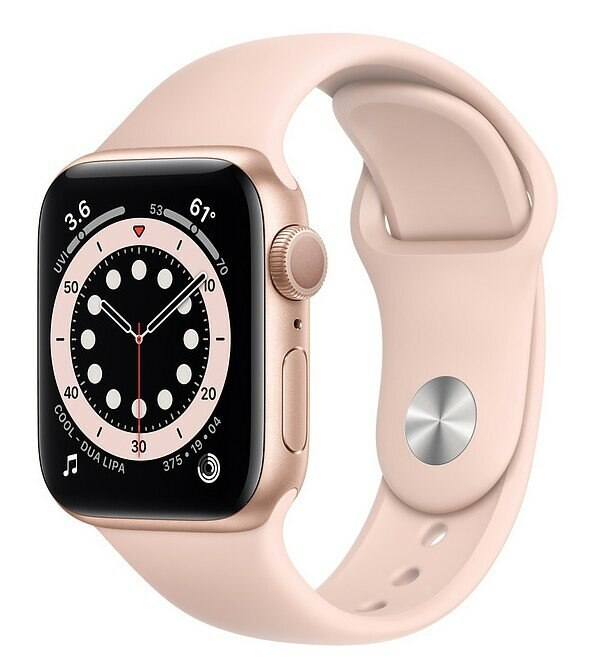 SmartWatch APPLE Watch Series 6 GPS Koperta 44 mm z aluminium w kolorze złotym z paskiem sportowym w kolorze piaskowego różu M00E3WB/A