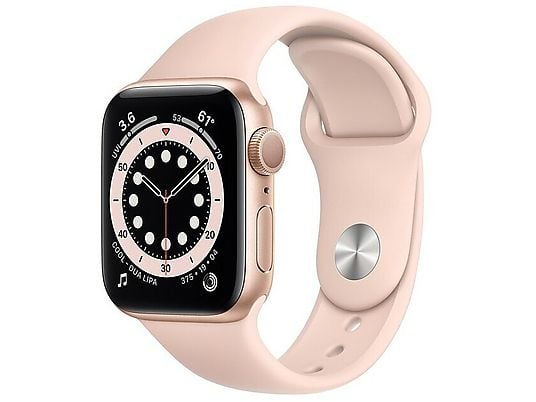 SmartWatch APPLE Watch Series 6 GPS Koperta 44 mm z aluminium w kolorze złotym z paskiem sportowym w kolorze piaskowego różu M00E3WB/A