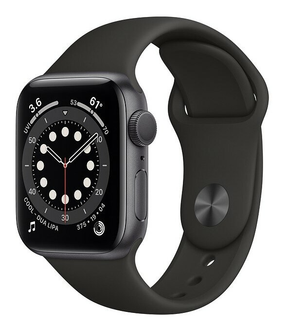 SmartWatch APPLE Watch Series 6 GPS Koperta 44 mm z aluminium w kolorze gwiezdnej szarości z paskiem sportowym w kolorze czarnym M00H3WB/A