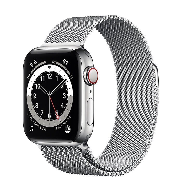 SmartWatch APPLE Watch Series 6 GPS+Cellular Koperta 40 mm ze stali nierdzewnej w kolorze srebrnym z bransoletą mediolańską M06U3WB/A
