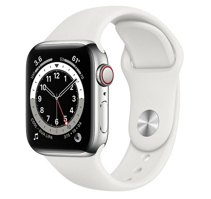 SmartWatch APPLE Watch Series 6 GPS+Cellular Koperta 44 mm ze stali nierdzewnej w kolorze srebrnym z paskiem sportowym w kolorze białym M09D3WB/A