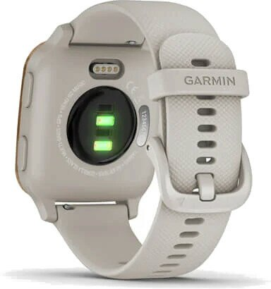 Smartwatch GARMIN GPS Venu Sq - Music Jasnopiaskowa koperta z różowozłotą ramką z aluminium i silikonowym paskiem 010-02426-11