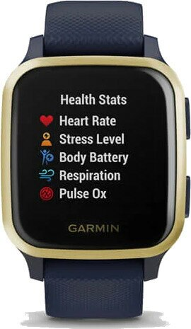 Smartwatch GARMIN GPS Venu Sq - Music Granatowa koperta z jasnozłotą ramką z aluminium i silikonowym paskiem 010-02426-12