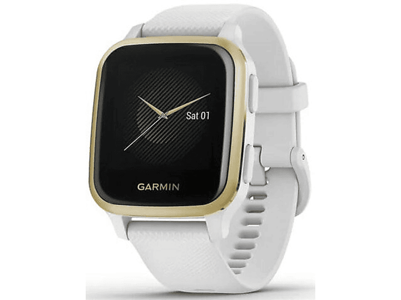 Smartwatch GARMIN GPS Venu Sq Biała koperta z jasnozłotą ramką aluminium i silikonowym paskiem 010-02427-11