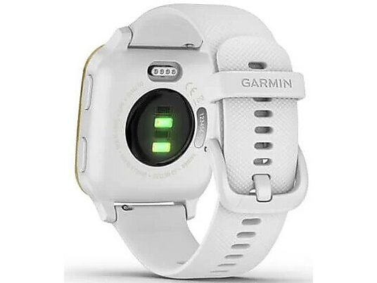 Smartwatch GARMIN GPS Venu Sq Biała koperta z jasnozłotą ramką z aluminium i silikonowym paskiem 010-02427-11