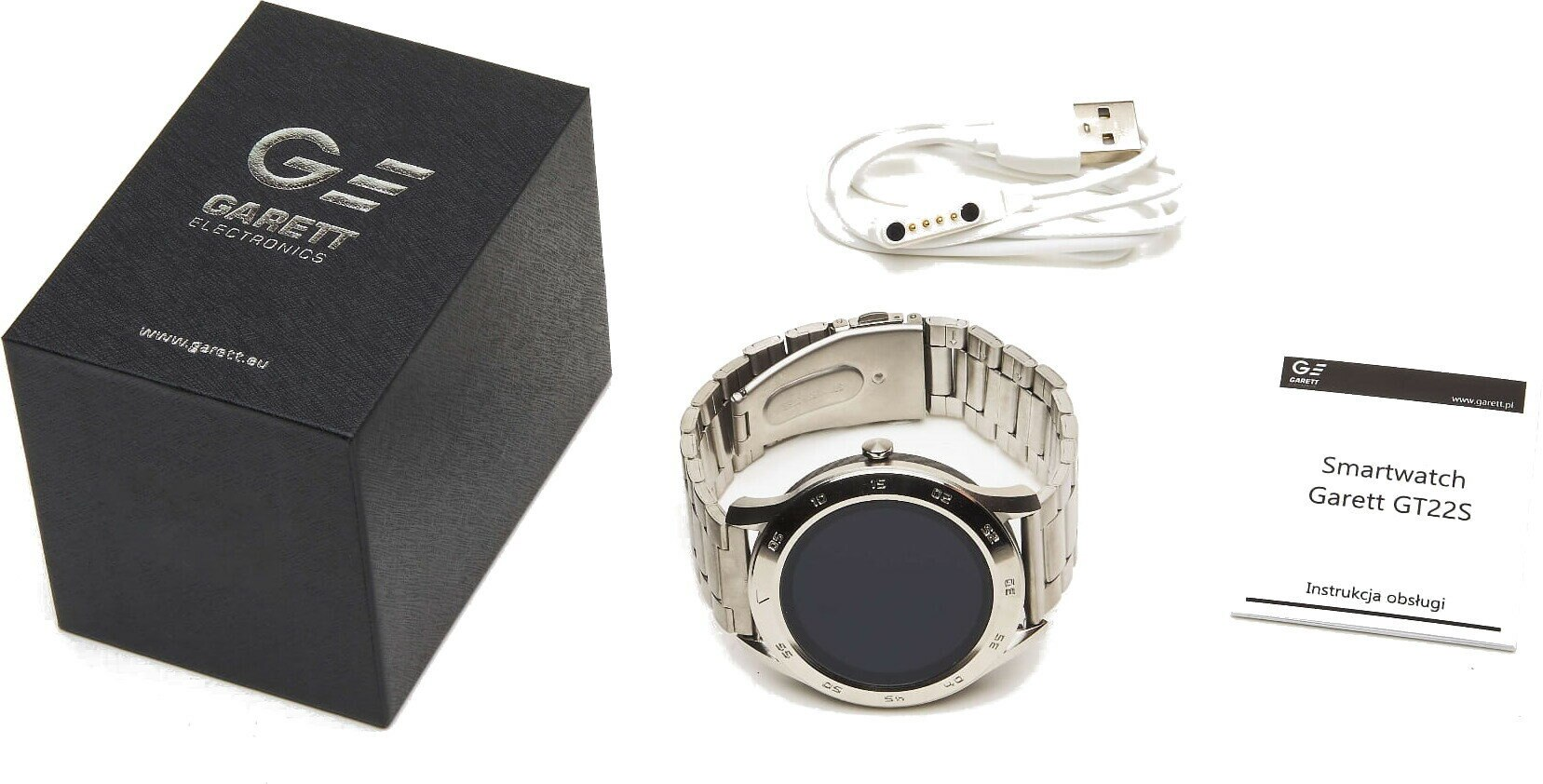 SmartWatch GARETT Health Srebrny (srebrny, metalowy pasek)