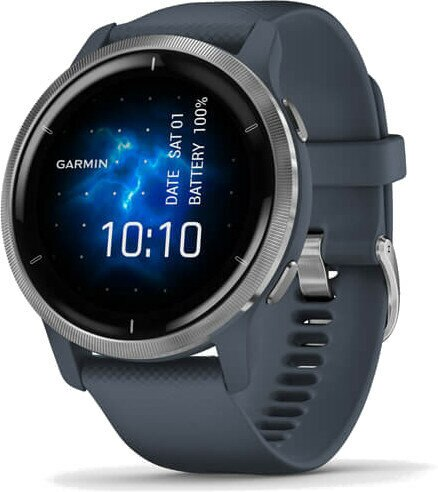 Smartwatch GARMIN Venu 2 Srebrna ramka z granitowo-niebieską kopertą i silikonowym paskiem 010-02430-10