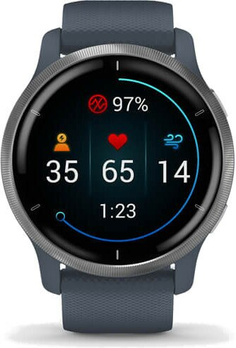Smartwatch GARMIN Venu 2 Srebrna ramka z granitowo-niebieską kopertą i silikonowym paskiem 010-02430-10