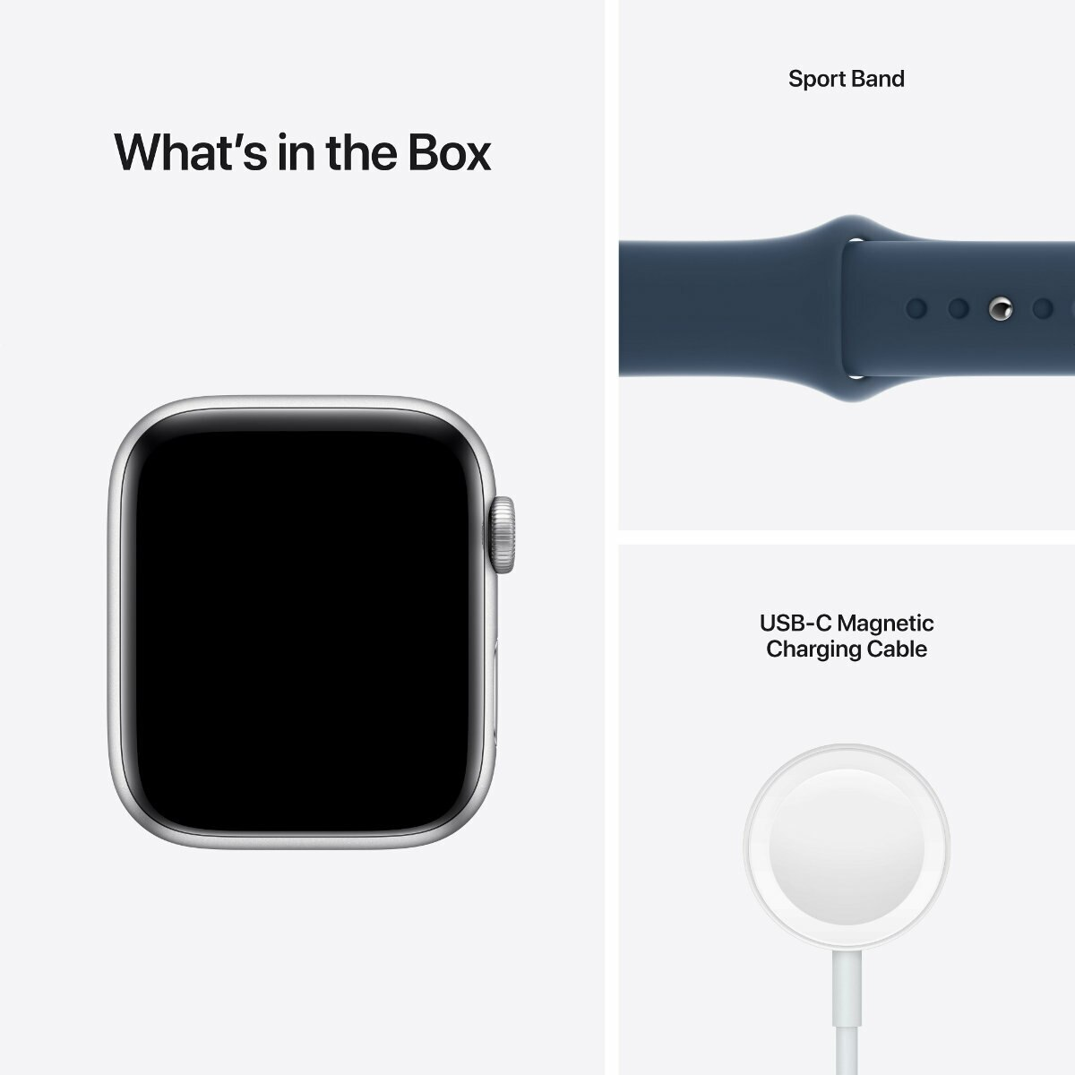 SmartWatch APPLE Watch SE GPS Koperta 44 mm z aluminium w kolorze srebrnym z paskiem sportowym w kolorze błękitnej toni MKQ43WB/A