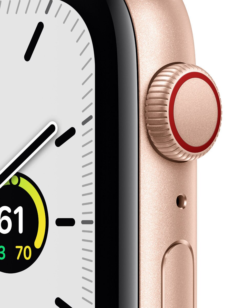 SmartWatch APPLE Watch SE GPS+Cellular Koperta 44 mm z aluminium w kolorze złotym z opaską sportową w kolorze jesiennego liścia/białym MKT23WB/A