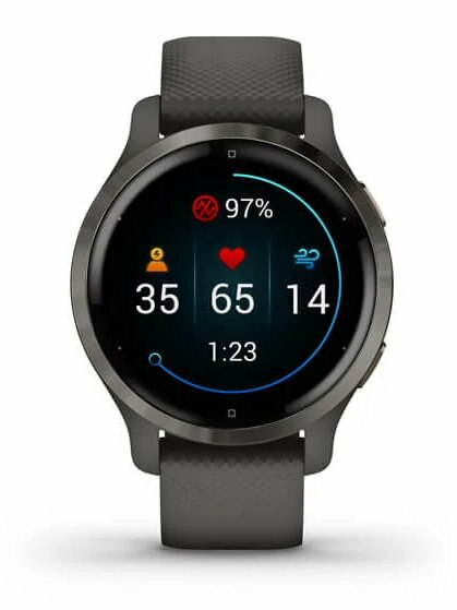 Smartwatch GARMIN Venu 2S (40 mm) Popielata ramka z grafitową kopertą i silikonowym paskiem 010-02429-10