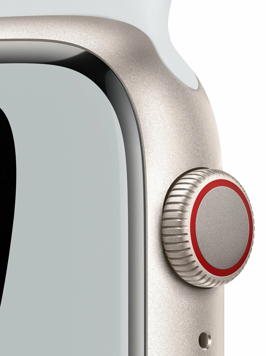 SmartWatch APPLE Watch Nike Series 7 GPS + Cellular Koperta 45 mm z aluminium w kolorze księżycowej poświaty z paskiem sportowym Nike w kolorze cz