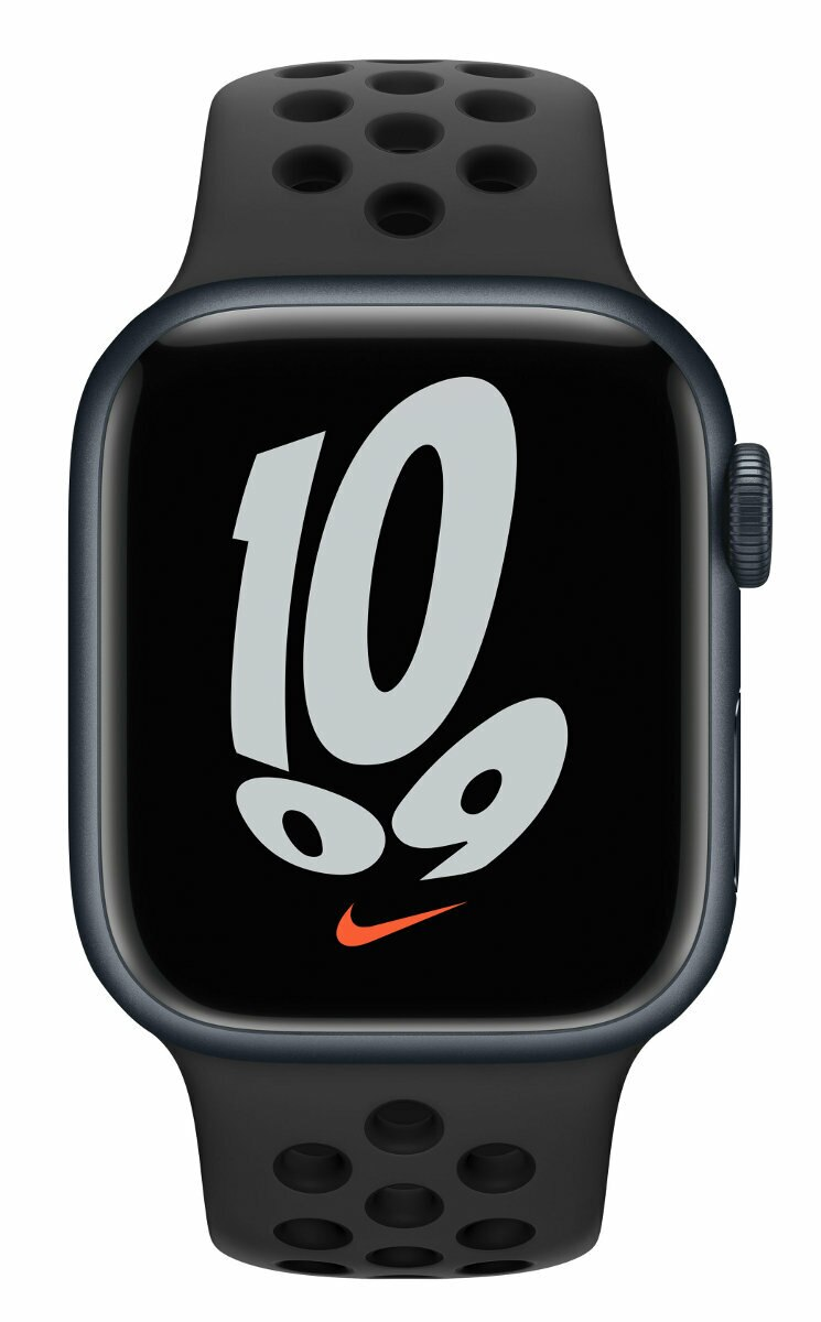 SmartWatch APPLE Watch Nike Series 7 GPS Koperta 41 mm z aluminium w kolorze północy z paskiem sportowym Nike w kolorze antracytu/czarnym MKN43WB/A