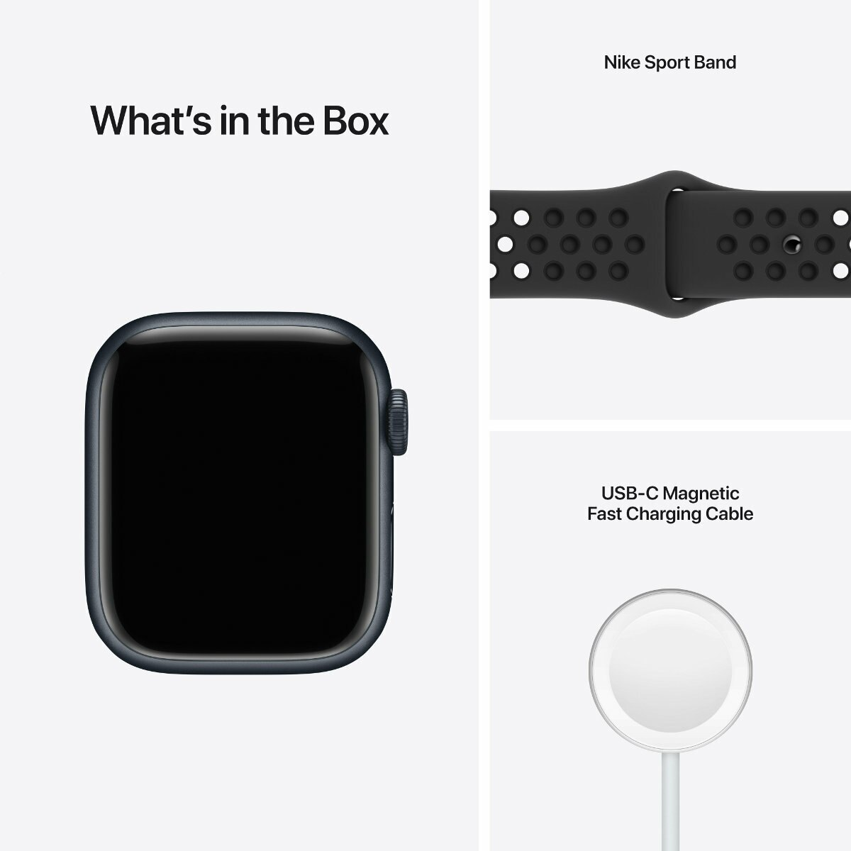SmartWatch APPLE Watch Nike Series 7 GPS Koperta 41 mm z aluminium w kolorze północy z paskiem sportowym Nike w kolorze antracytu/czarnym MKN43WB/A