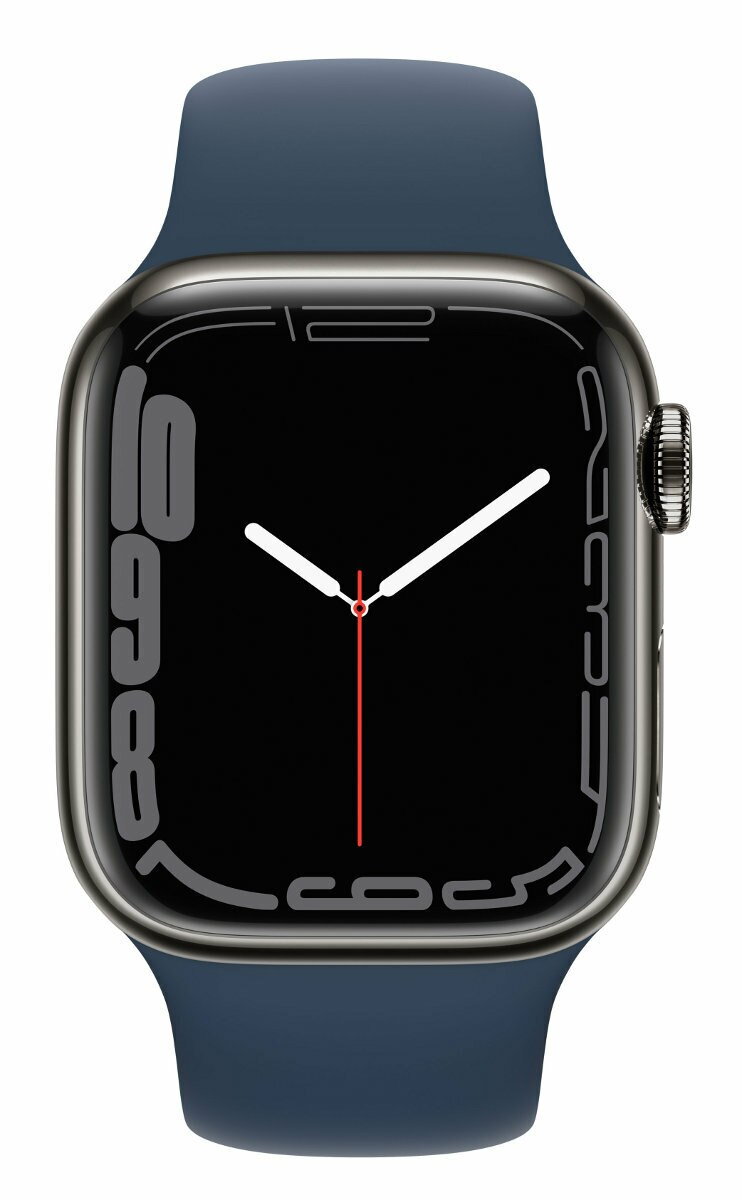 SmartWatch APPLE Watch Series 7 GPS+Cellular Koperta 41 mm ze stali nierdzewnej w kolorze grafitowym z paskiem sportowym w kolorze niebieskim