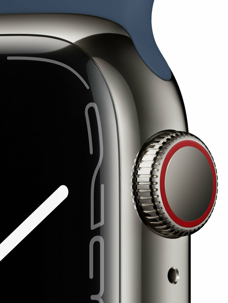 SmartWatch APPLE Watch Series 7 GPS+Cellular Koperta 41 mm ze stali nierdzewnej w kolorze grafitowym z paskiem sportowym w kolorze niebieskim