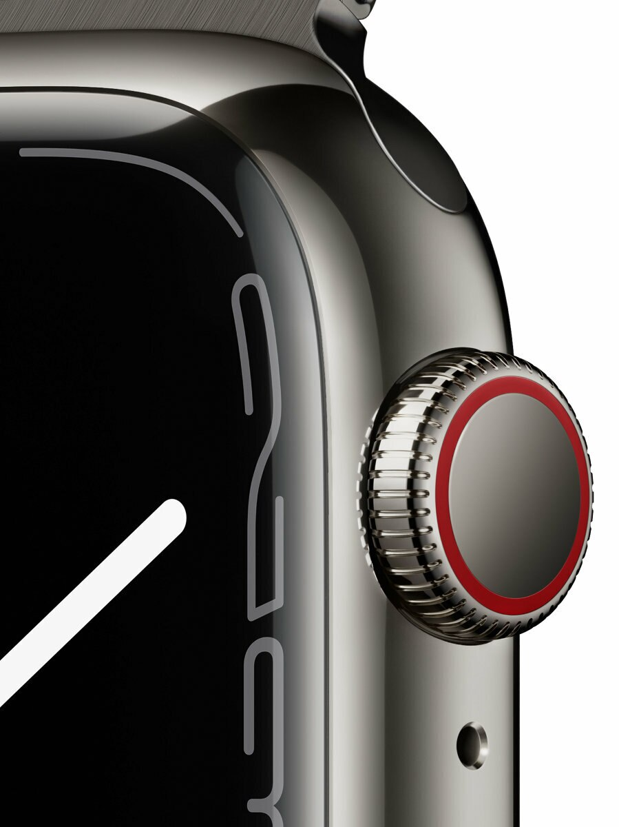 SmartWatch APPLE Watch Series 7 GPS+Cellular Koperta 41 mm ze stali nierdzewnej w kolorze grafitowym z bransoletą mediolańską w kolorze grafitowym MK