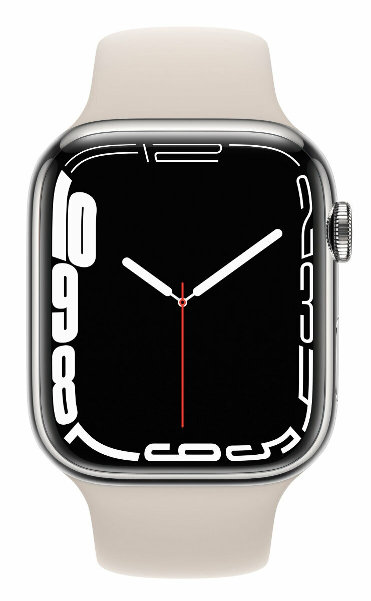 SmartWatch APPLE Watch Series 7 GPS+Cellular Koperta 45 mm ze stali nierdzewnej w kolorze srebrnym z paskiem sportowym w kolorze księżycowej p