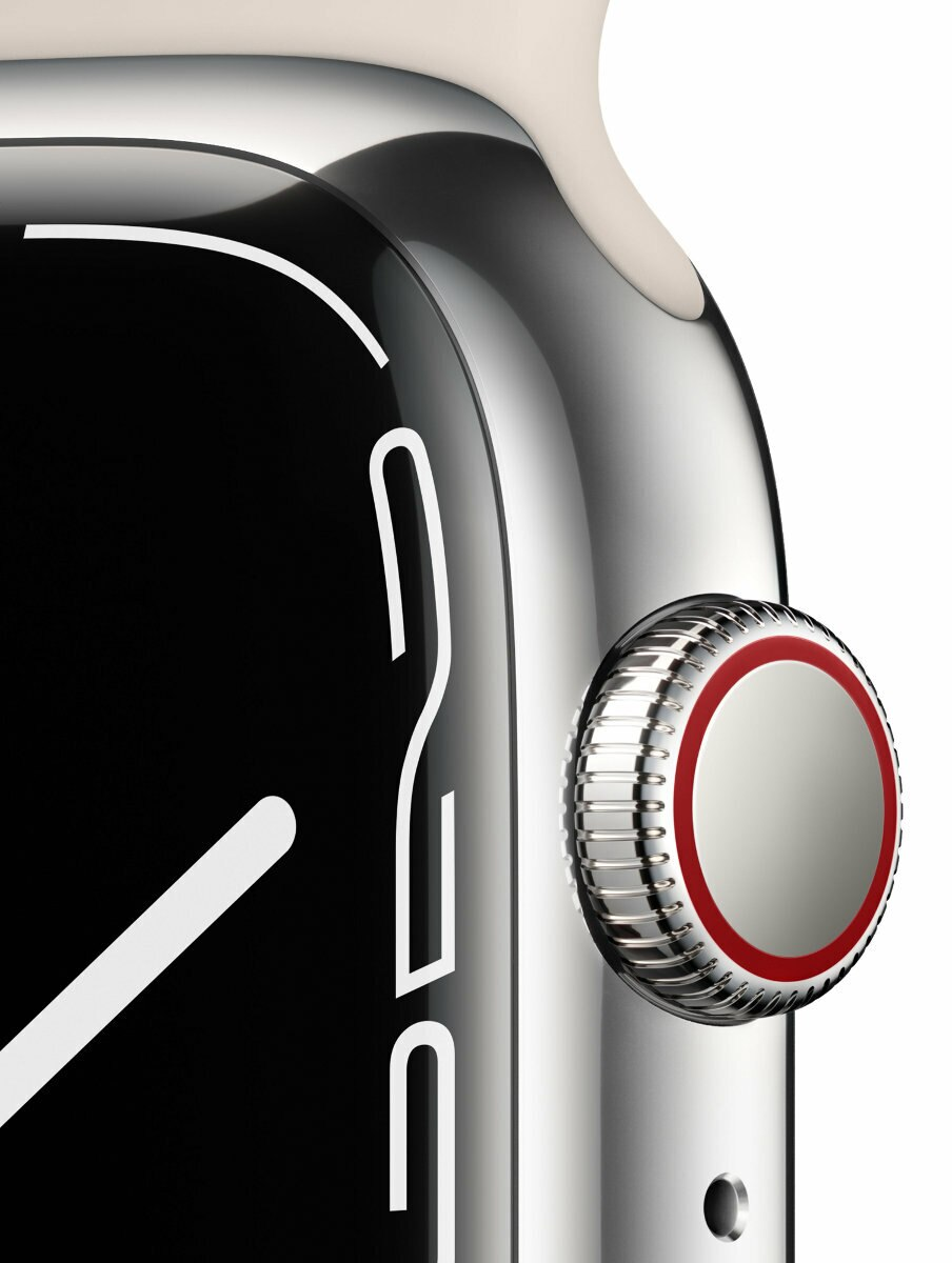 SmartWatch APPLE Watch Series 7 GPS+Cellular Koperta 45 mm ze stali nierdzewnej w kolorze srebrnym z paskiem sportowym w kolorze księżycowej p