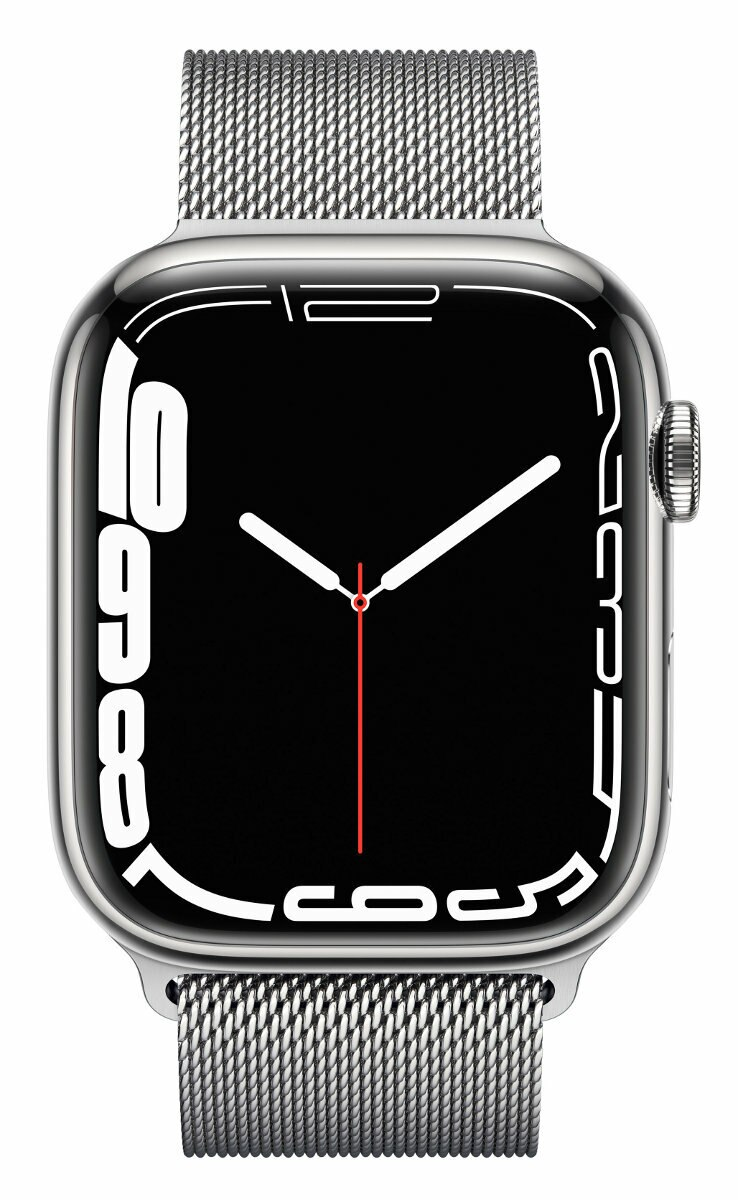 SmartWatch APPLE Watch Series 7 GPS+Cellular Koperta 45 mm ze stali nierdzewnej w kolorze srebrnym z bransoletą mediolańską w kolorze srebrnym MK