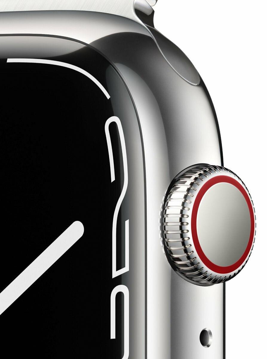 SmartWatch APPLE Watch Series 7 GPS+Cellular Koperta 45 mm ze stali nierdzewnej w kolorze srebrnym z bransoletą mediolańską w kolorze srebrnym MK