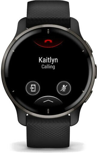 Smartwatch GARMIN Venu 2 Plus (43 mm) niebieskoszara ramka ze stali nierdzewnej z czarną kopertą i silikonowym paskiem 010-02496-11