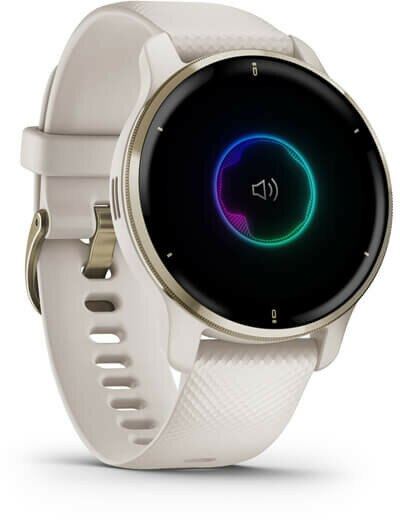 Smartwatch GARMIN Venu 2 Plus (43 mm) kremowozłota ramka ze stali nierdzewnej z jasnokremową kopertą i silikonowym paskiem 010-02496-12
