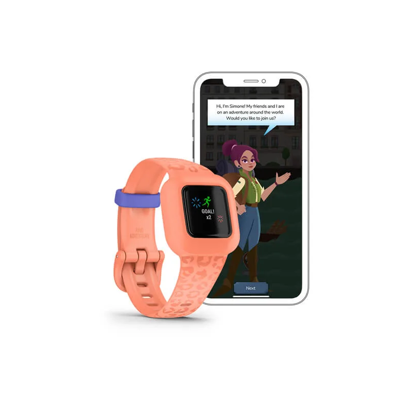 Smartwatch z kreskówką na ekranie i telefonem.