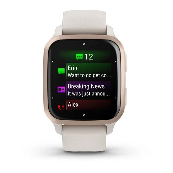 Smartwatch GARMIN Venu Sq 2 Music Edition Brzoskwiniowozłota ramka z aluminium z jasnokremową kopertą i silikonowym paskiem 010-02700-11