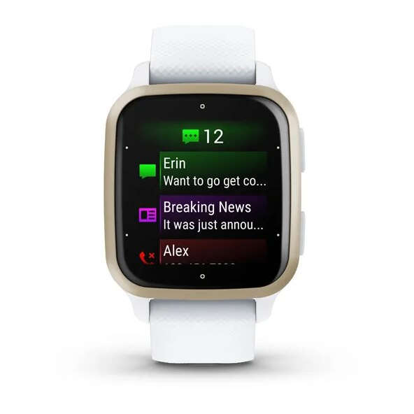 Smartwatch GARMIN Venu Sq 2 Kremowozłota ramka z aluminium z białą kopertą i silikonowym paskiem 010-02701-11