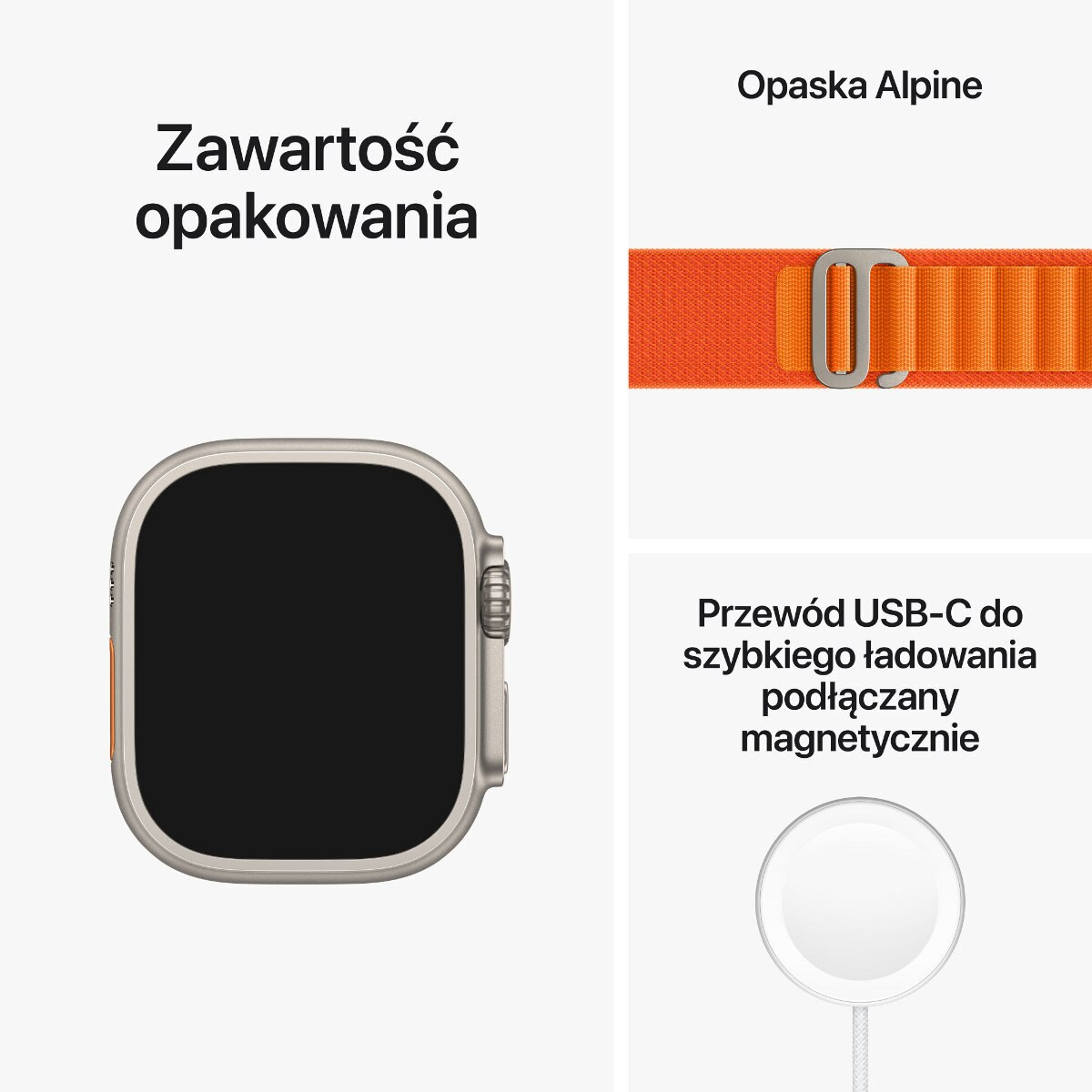Smartwatch APPLE Watch Ultra GPS + Cellular koperta 49mm z tytanu z opaską Alpine w kolorze pomarańczowym w rozmiarze S MNHH3WB/A