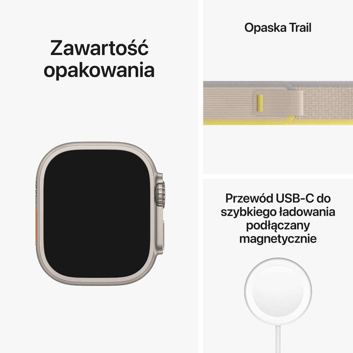 Smartwatch APPLE Watch Ultra GPS + Cellular koperta 49mm z tytanu z opaską Trail w kolorze żółtym/beżowym w rozmiarze S/M MNHK3WB/A