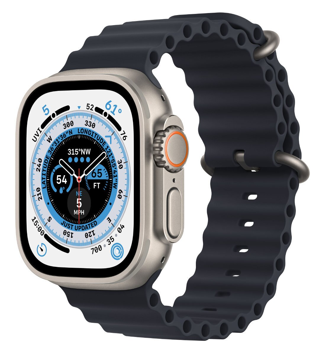 Smartwatch APPLE Watch Ultra GPS + Cellular koperta 49mm z tytanu z paskiem Ocean w kolorze północy MQFK3WB/A