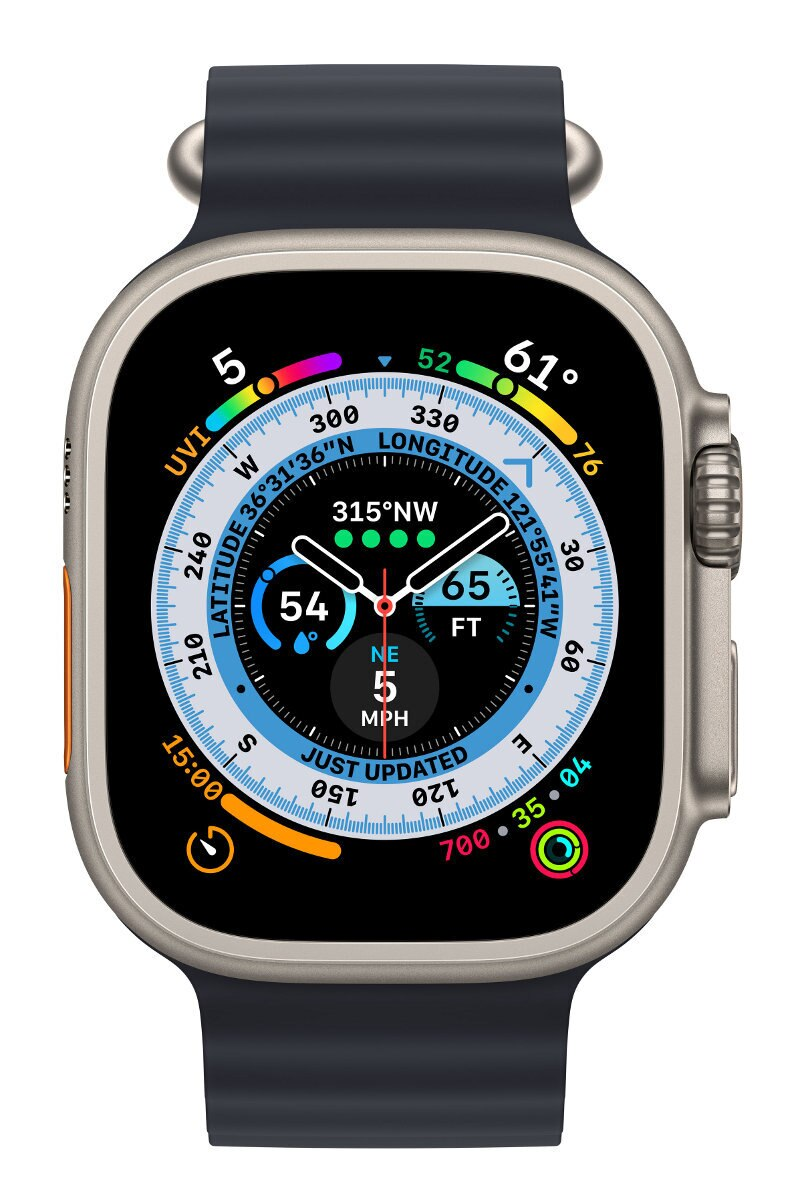 Smartwatch APPLE Watch Ultra GPS + Cellular koperta 49mm z tytanu z paskiem Ocean w kolorze północy MQFK3WB/A
