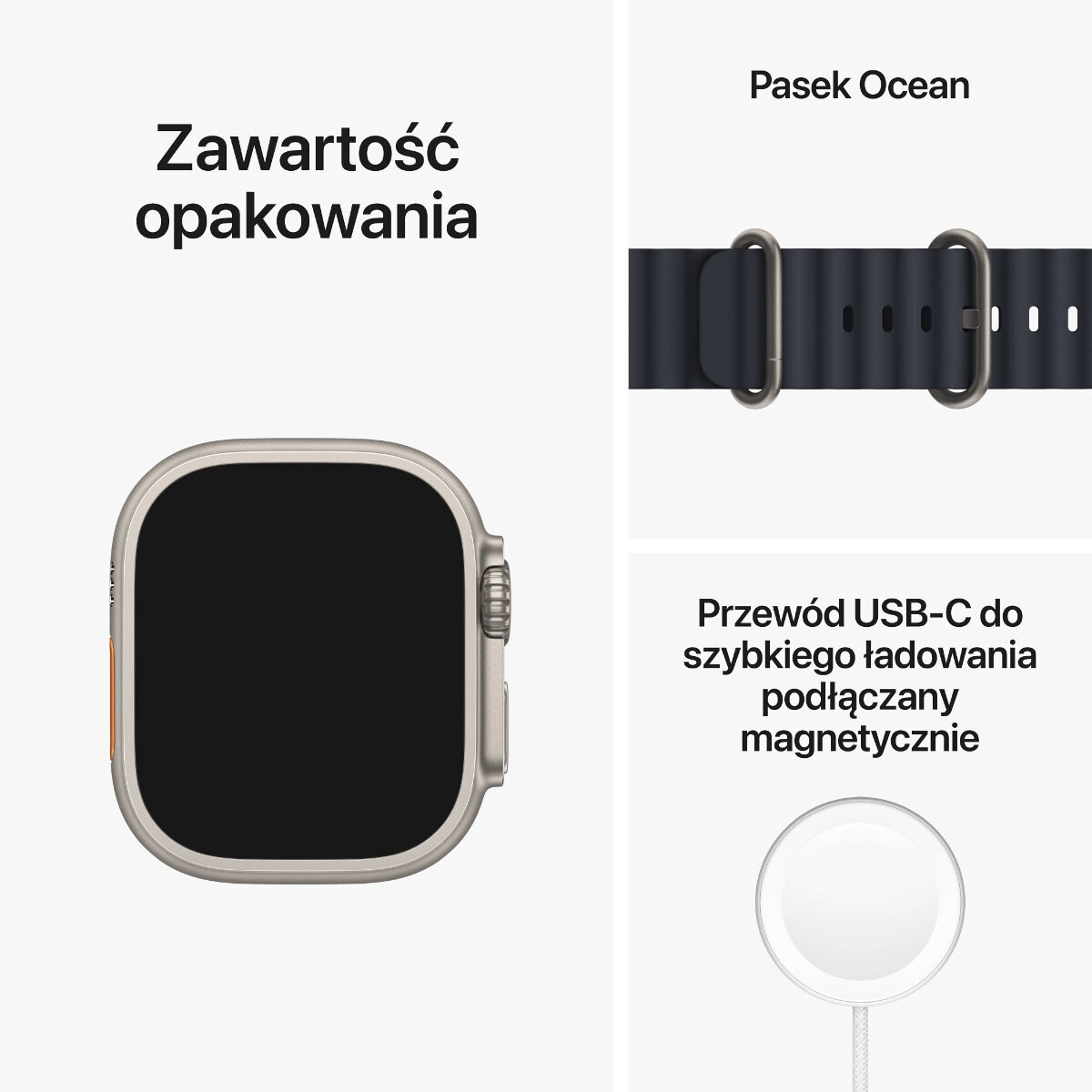 Smartwatch APPLE Watch Ultra GPS + Cellular koperta 49mm z tytanu z paskiem Ocean w kolorze północy MQFK3WB/A