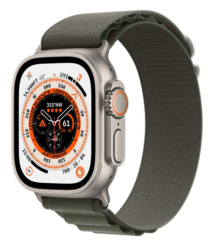 Smartwatch APPLE Watch Ultra GPS + Cellular koperta 49mm z tytanu z opaską Alpine w kolorze zielonym w rozmiarze M MQFN3WB/A