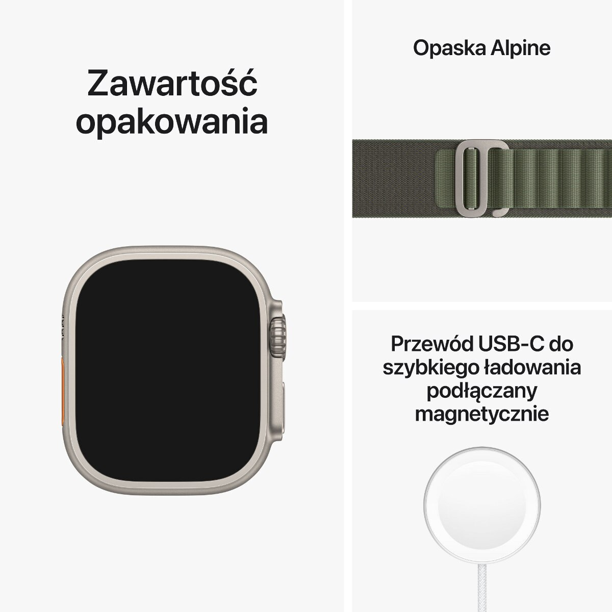 Smartwatch APPLE Watch Ultra GPS + Cellular koperta 49mm z tytanu z opaską Alpine w kolorze zielonym w rozmiarze M MQFN3WB/A