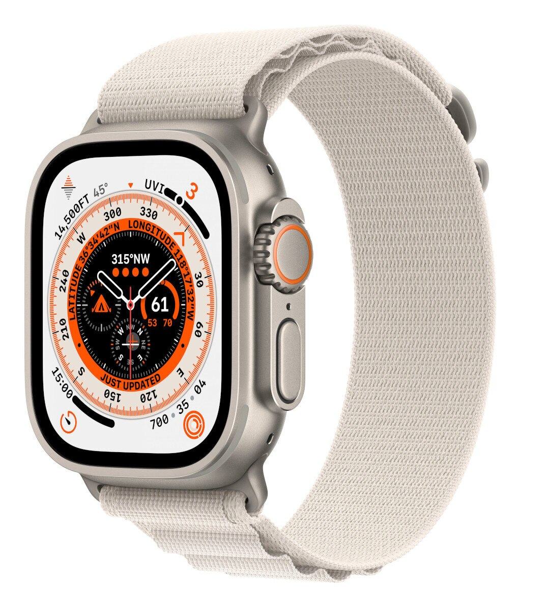Smartwatch APPLE Watch Ultra GPS + Cellular koperta 49mm z tytanu z opaską Alpine S w kolorze księżycowej poświaty MQFQ3WB/A